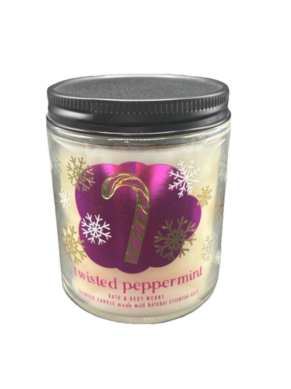 Bath & Body Works Twisted Peppermint Single Wick Mason Jar Candle 7 oz Christmas